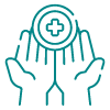 icon of two hands holding a medical cross symbol